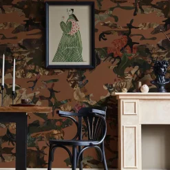 Hidden in Plain Sight Camouflage Marsala Wallpaper by Magnus Gjoen
