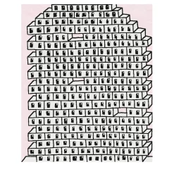 Hollow Brick Wall Pink and Gray Handmade Wool Rug