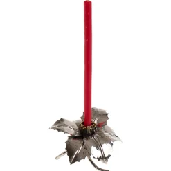 Holly Sterling Silver Candle Holder