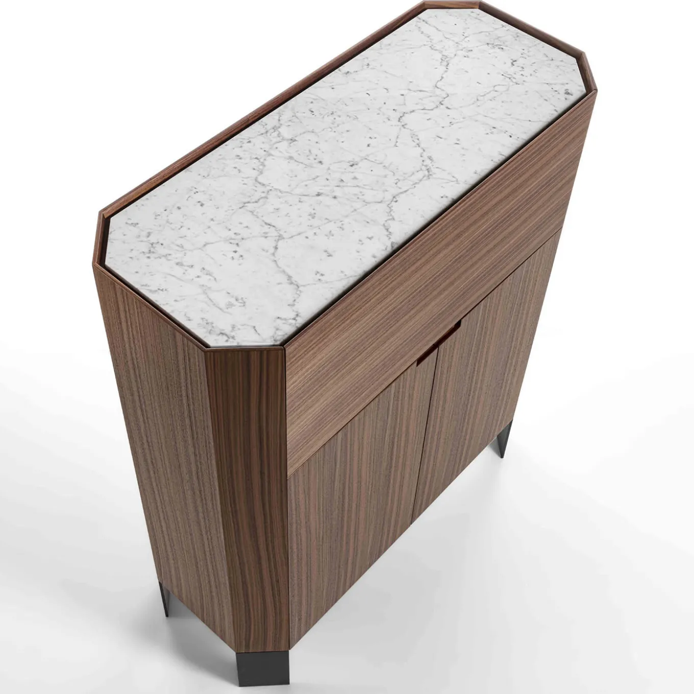 Honey 3-Door Canaletto & Carrara Bar Cabinet