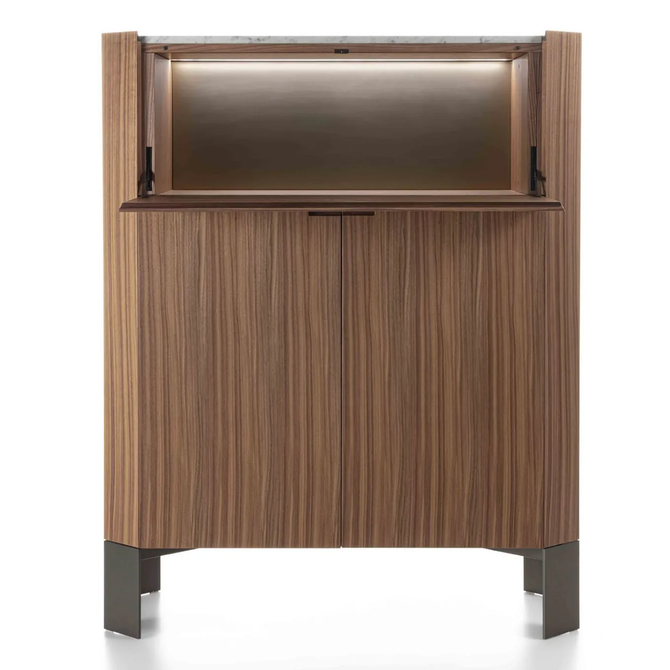 Honey 3-Door Canaletto & Carrara Bar Cabinet