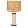 Hortensia Natural Straw Marble Cylinder Table Lamp