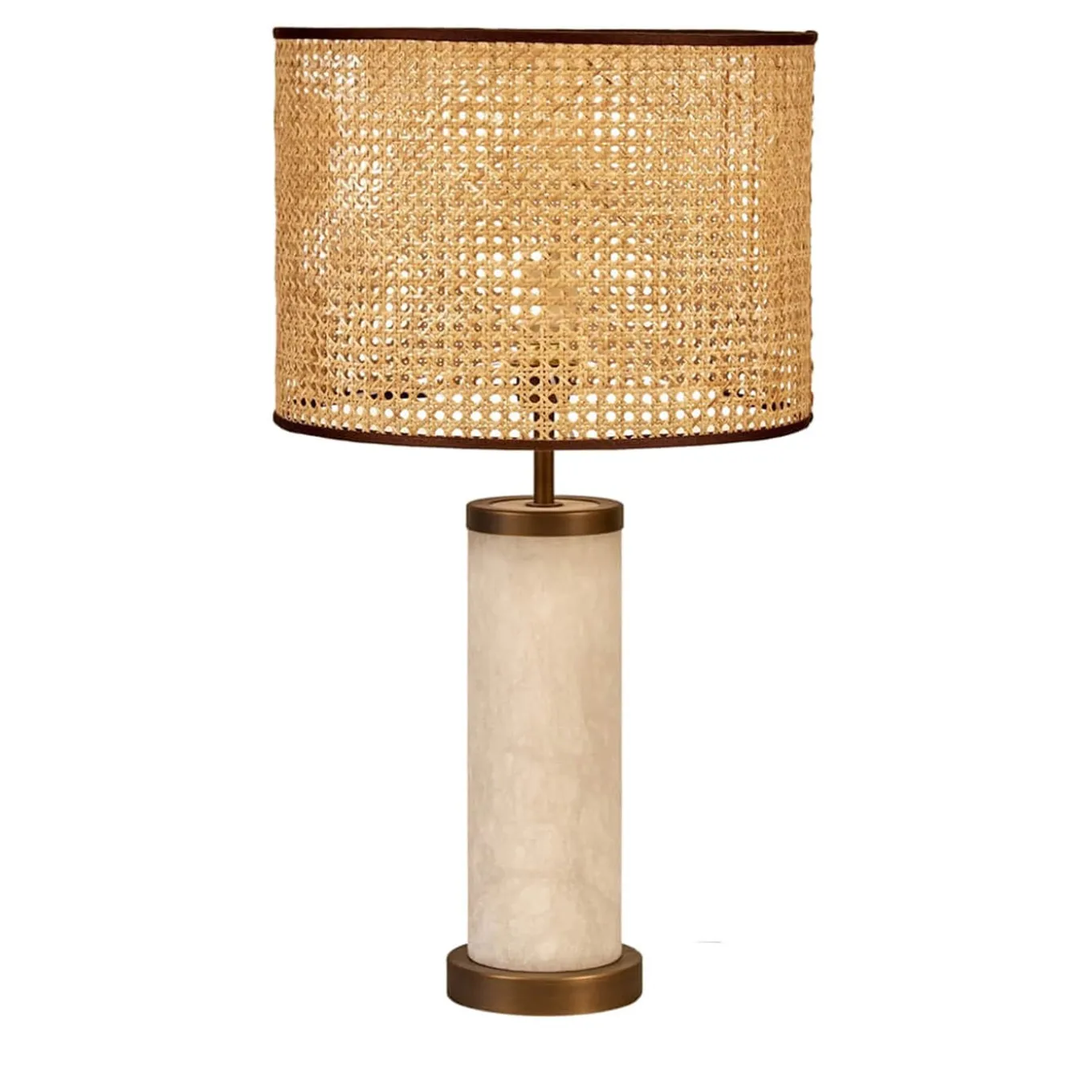 Hortensia Natural Straw Marble Cylinder Table Lamp