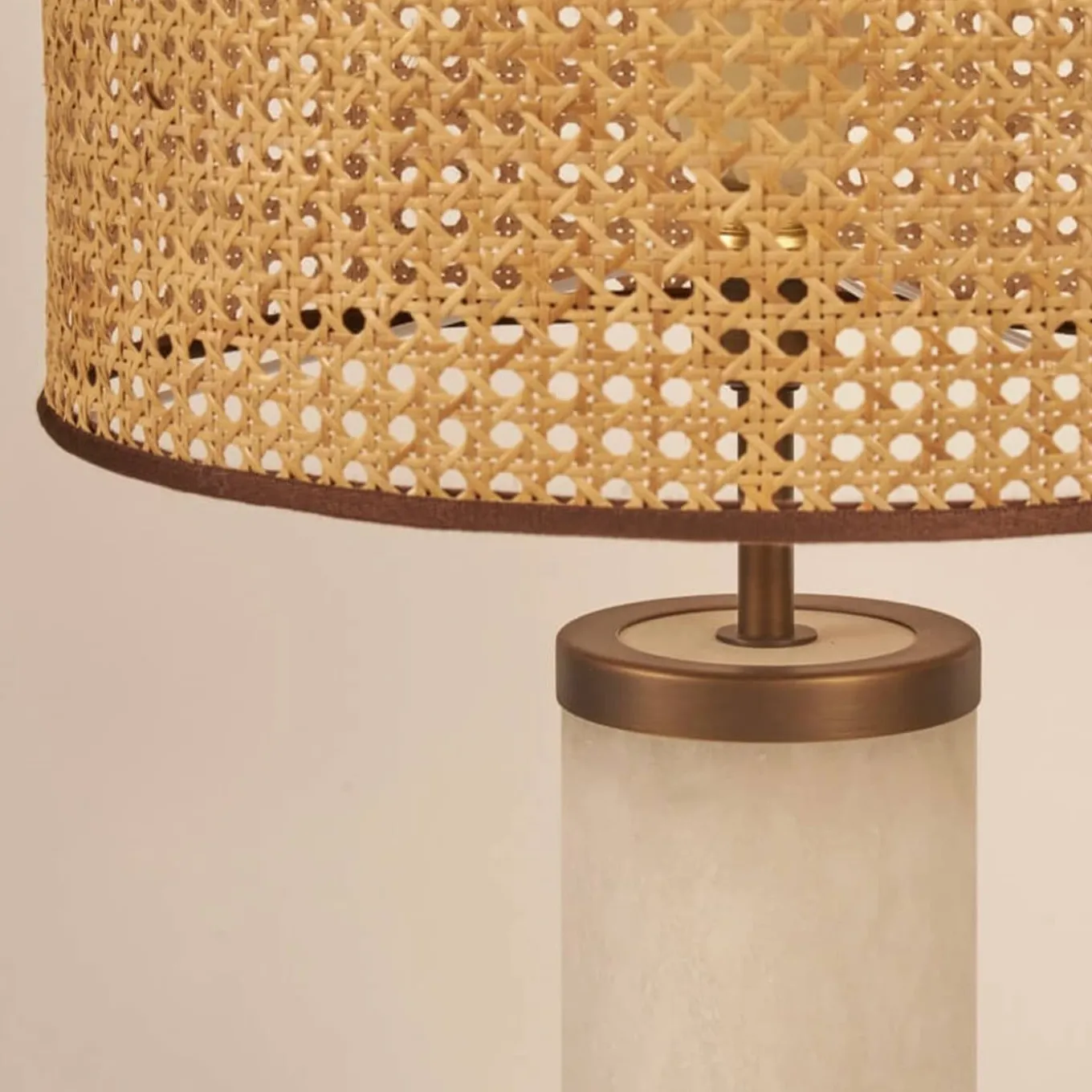 Hortensia Natural Straw Marble Cylinder Table Lamp