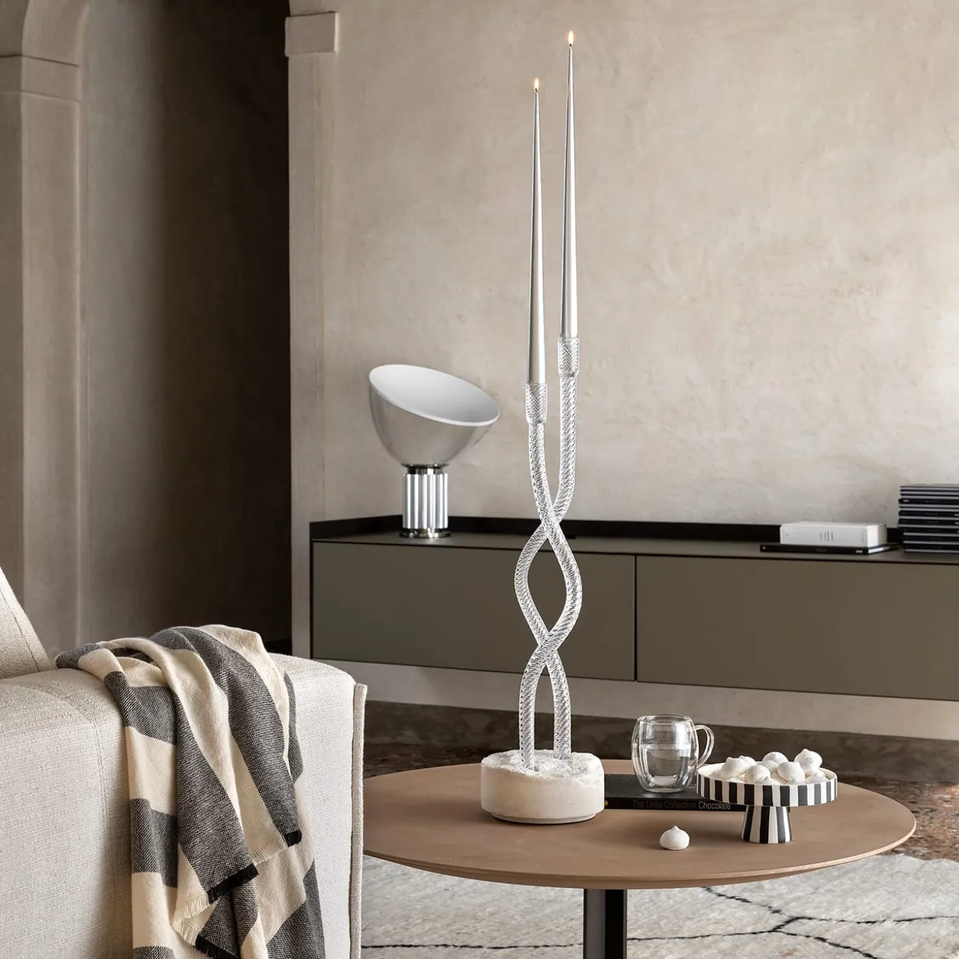 Hug of Artisans Clear Glass Candlestick Holder