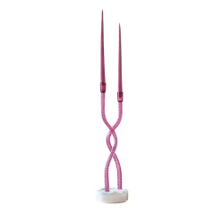 Hug of Artisans Ruby Glass Candlestick holder
