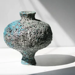 Hydria blue and grey ceramic vase