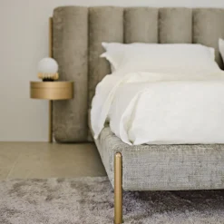 Ibisco Channeled Sage-Green Fabric Double Bed