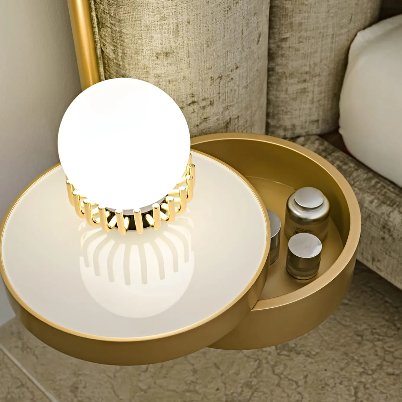 Ibisco Channeled Sage-Green Fabric Double Bed