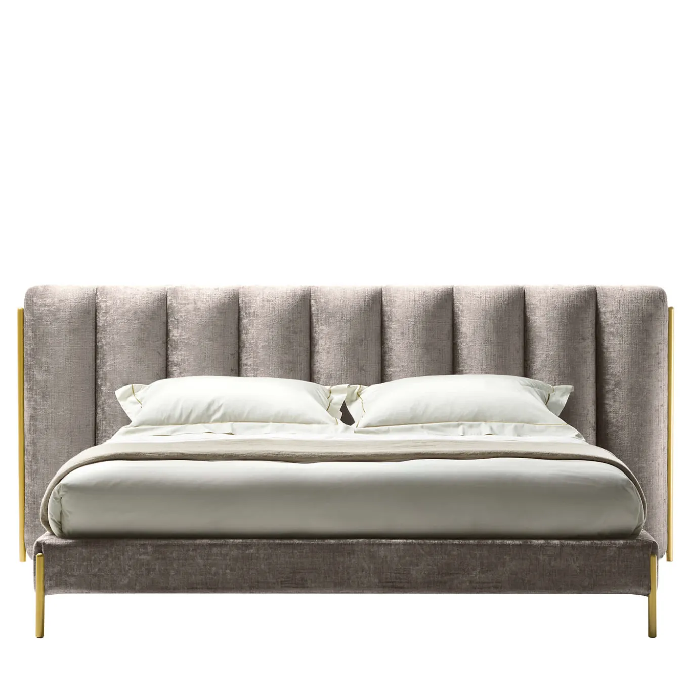 Ibisco One Channeled Gray-Fabric Double Bed