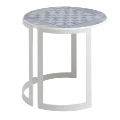 Iconic Round Chessboard Pattern Outdoor Side Table