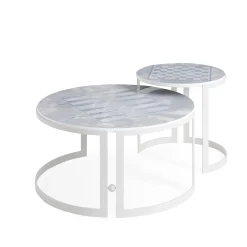 Iconic Round Chessboard Pattern Outdoor Side Table