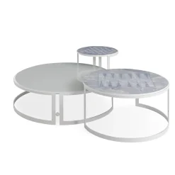 Iconic Round Chessboard Pattern Outdoor Side Table