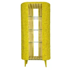Iconic Yellow Wood & Glass Open Cabinet