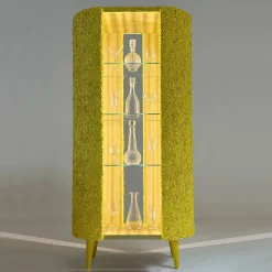 Iconic Yellow Wood & Glass Open Cabinet