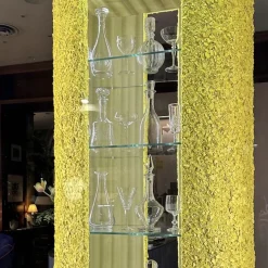 Iconic Yellow Wood & Glass Open Cabinet