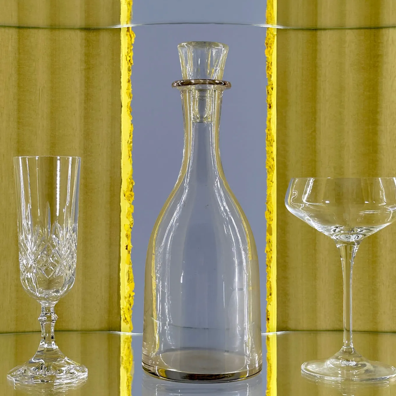 Iconic Yellow Wood & Glass Open Cabinet