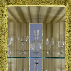 Iconic Yellow Wood & Glass Open Cabinet