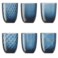 Idra Air-Force Blue Set of 6 Assorted Water Glasses