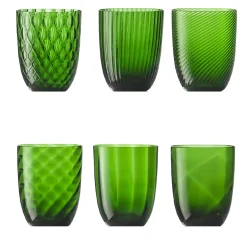 Idra Pine-Green Set of 6 Assorted Glasses