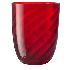Idra Set of 2 Twisted Optic Red Water Glasses