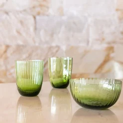 Idra Soraya Set of 6 Green Assorted Glasses