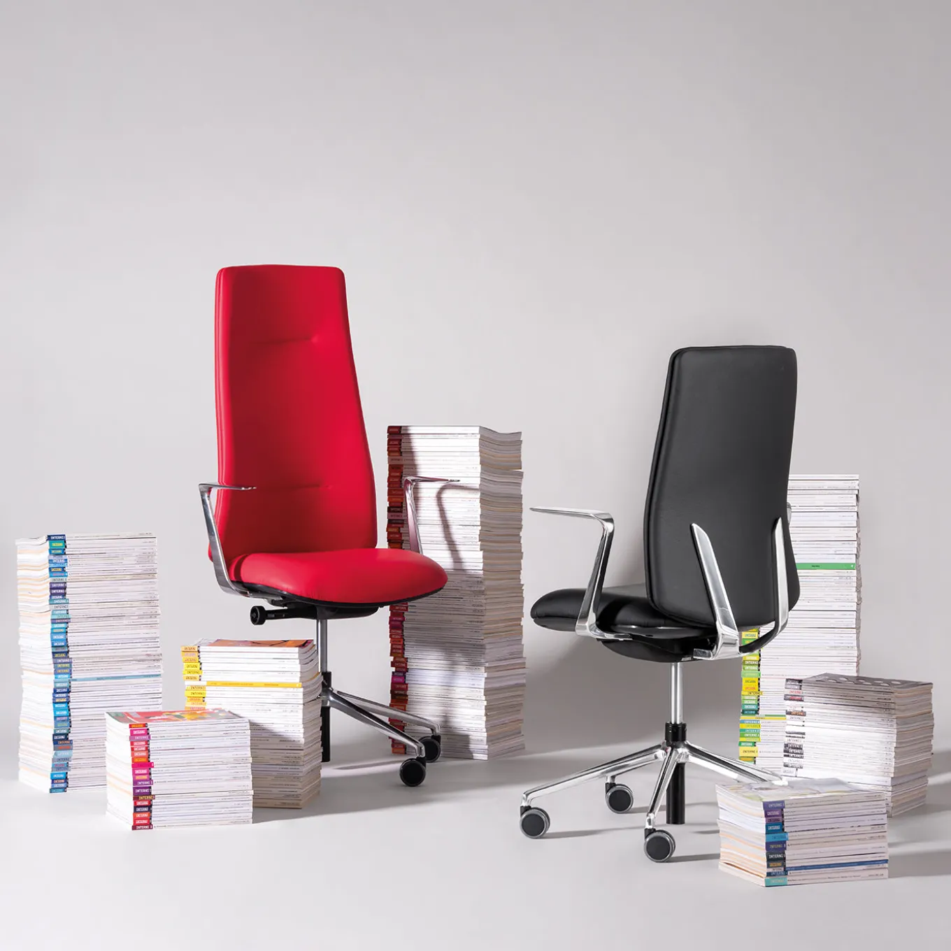 Ikon 2 Red Leather Swivel Office Chair