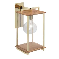Ikon Brass and Teak Wall Lamp
