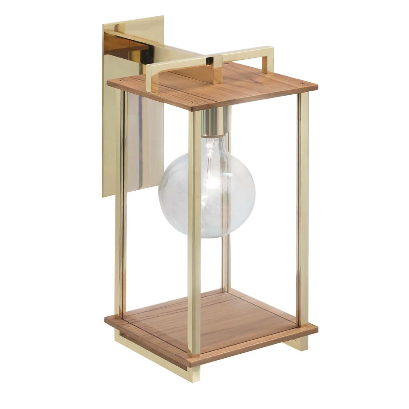 Ikon Brass and Teak Wall Lamp