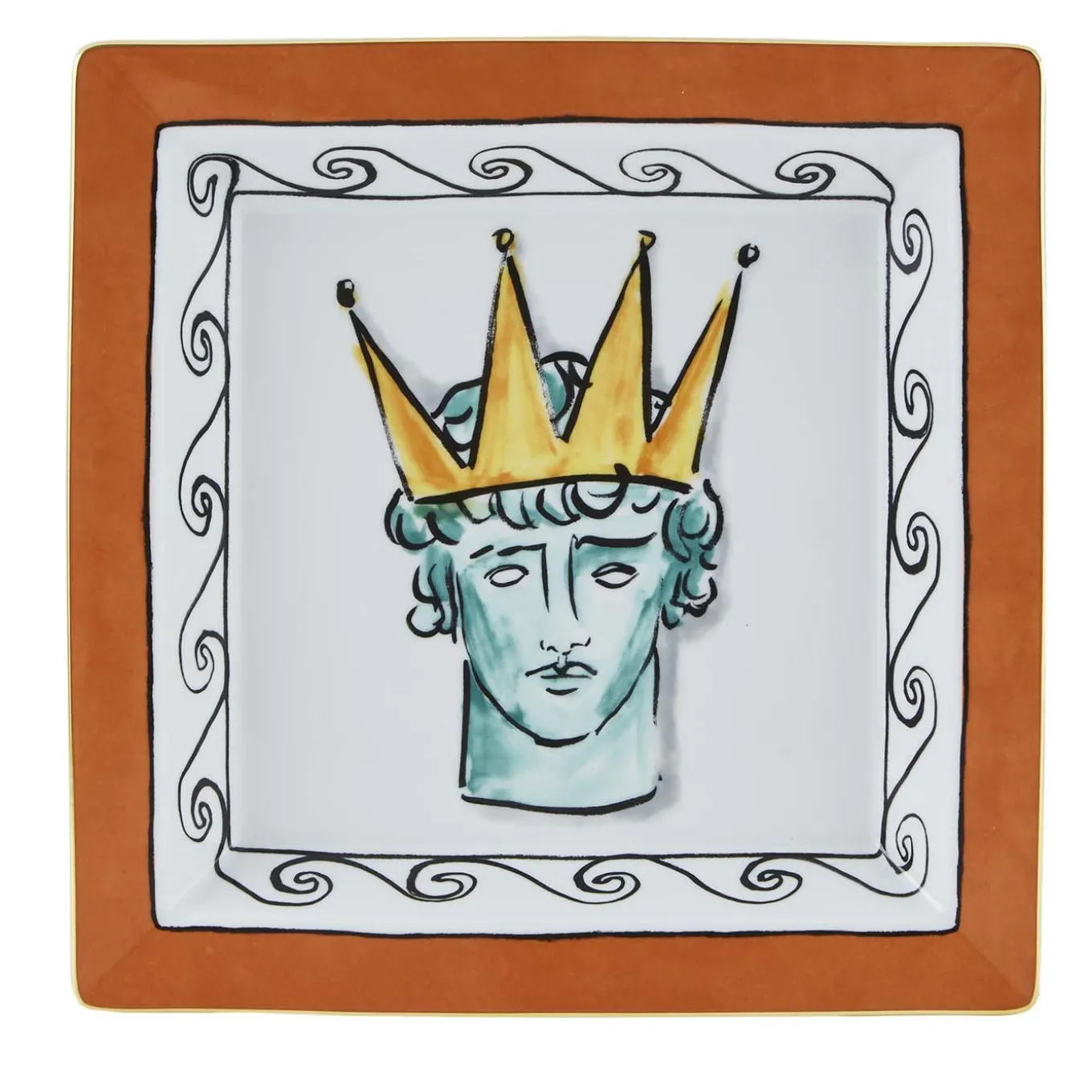 Il Viaggio di Nettuno Rock Orange Square Vide Poche by Luke Edward Hall