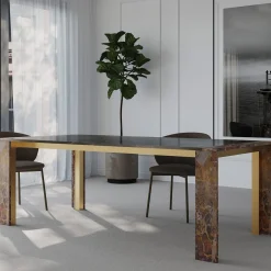 Ilan Sahara Brown Marble Dining Table by Paolo Ciacci
