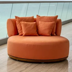 Ilario Round Orange fabric Outdoor armchair