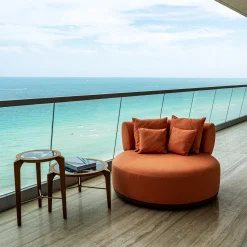 Ilario Round Orange fabric Outdoor armchair