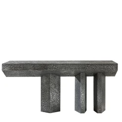 Imperfetto Asymmetrical Three-legged Liquid Metal Tin Console