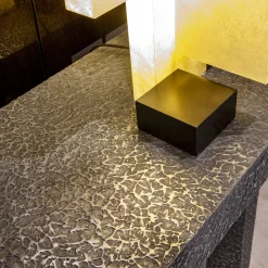 Imperfetto Asymmetrical Three-legged Liquid Metal Tin Console