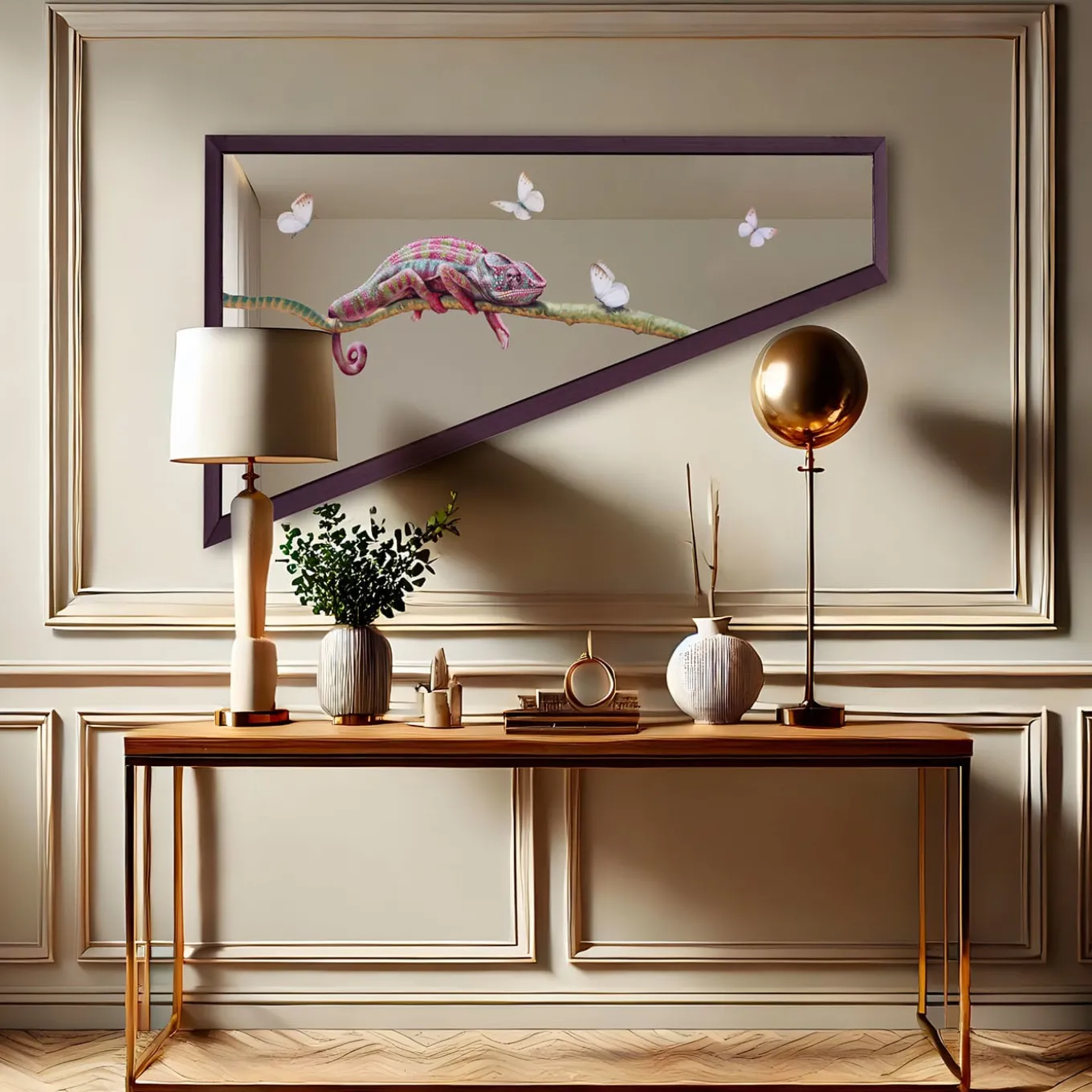 Incontro Cangiante Oil Painting on Mirror By Giuseppe Caiafa