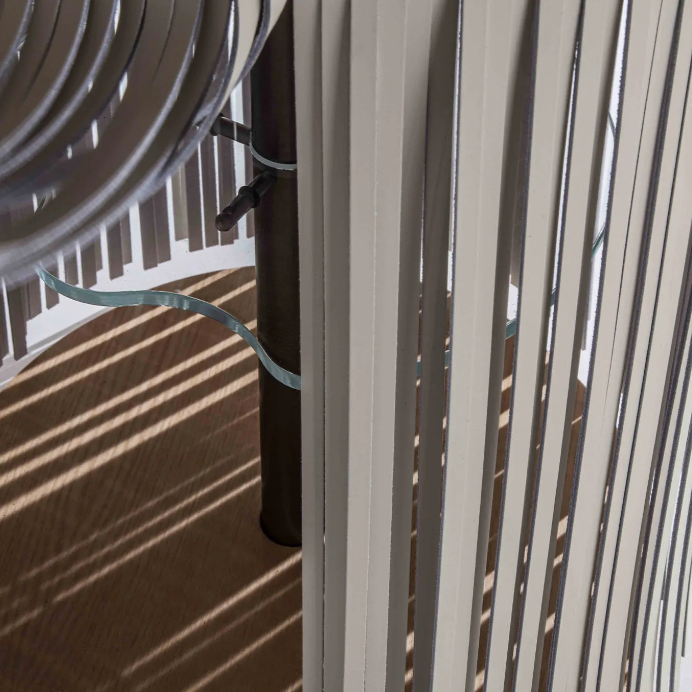 Indian Ash Side Table with Gray Leather Fringe