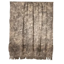 Inglese Fringed Toile-de-Jouy Cotton & Linen Blanket