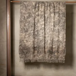 Inglese Fringed Toile-de-Jouy Cotton & Linen Blanket