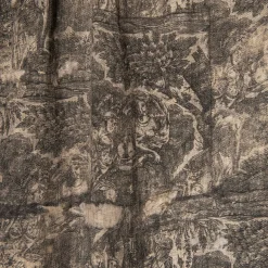 Inglese Fringed Toile-de-Jouy Cotton & Linen Blanket