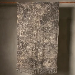 Inglese Fringed Toile-de-Jouy Cotton & Linen Blanket