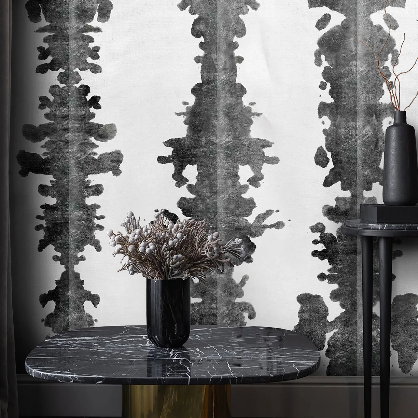 Ink Blots Shibori Wallpaper