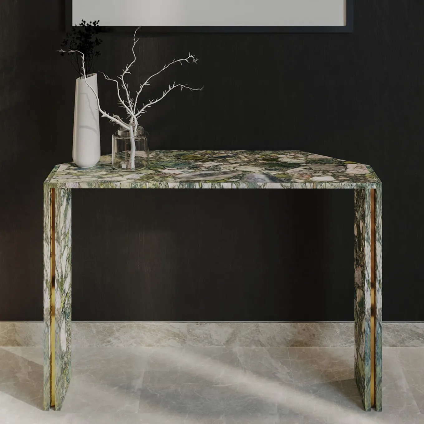 Innis Marinace Verde Marble Console by Paolo Ciacci