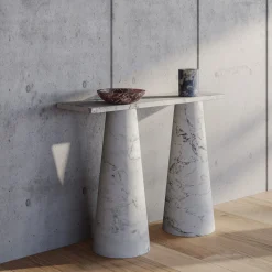 Inside Out White Arabescato Console by Karen Chekerdjian