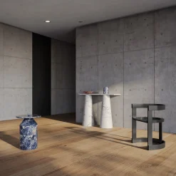 Inside Out White Arabescato Console by Karen Chekerdjian