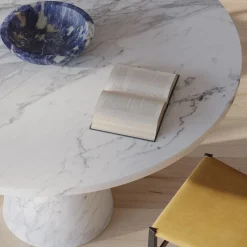 Inside Out White Marble Dining Table by Karen Chekerdjian