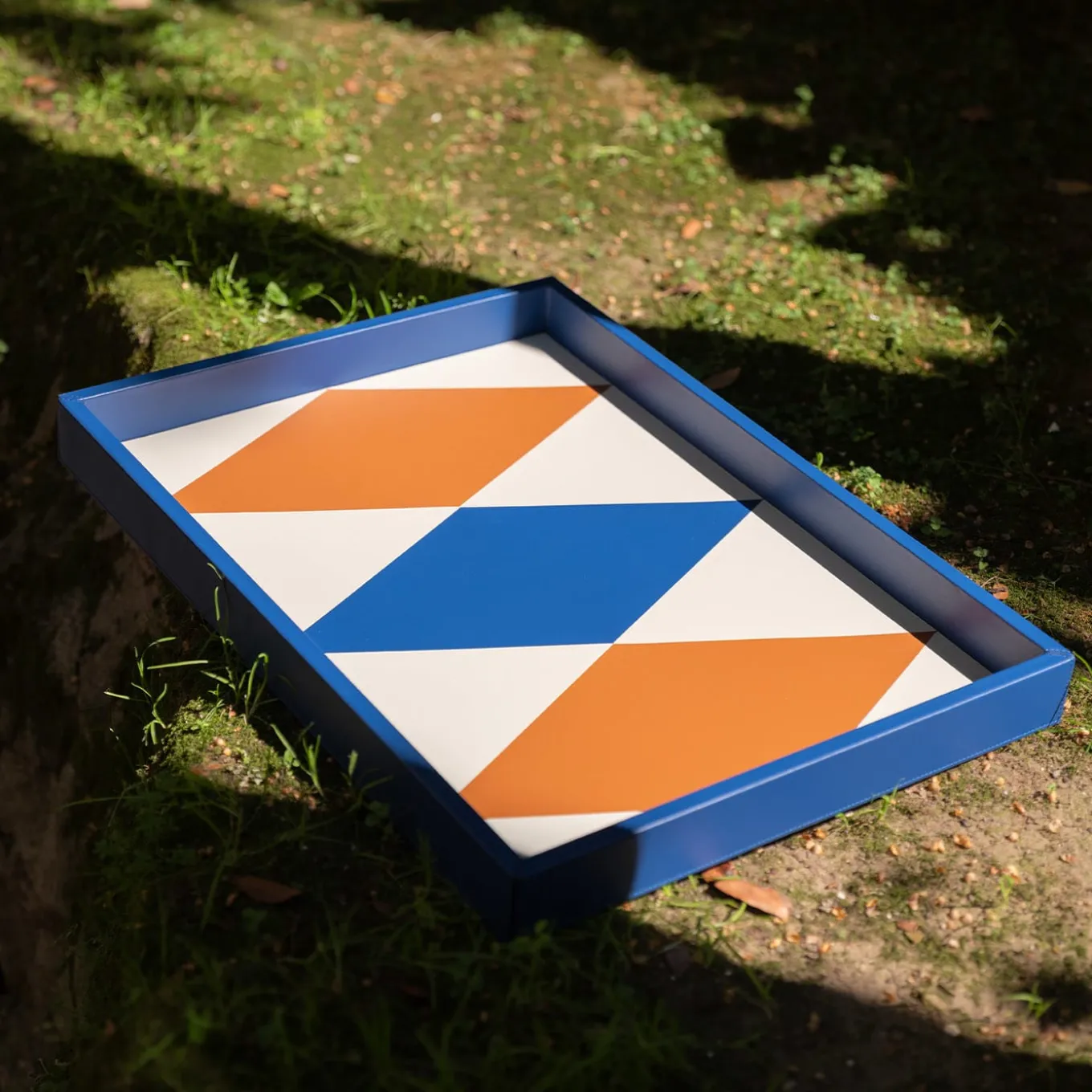 Intarsio Briolette Pecan and Ocean Blue Tray