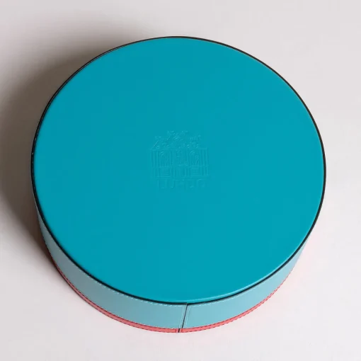 Intarsio Briolette Turquoise and True Red Circle Box
