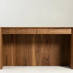 Intarsio Walnut Desk with Triangular Stools