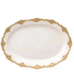 Irene Oval White & Gold Serving Plate